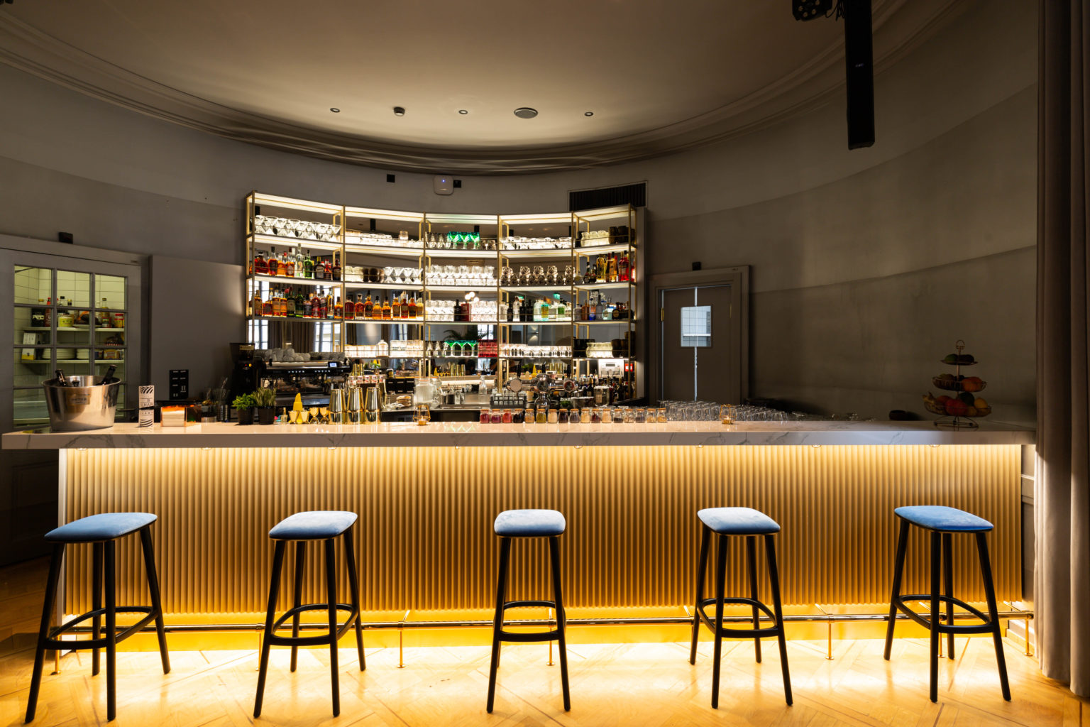 Iconic bar counter of Alhambar located in Geneva.